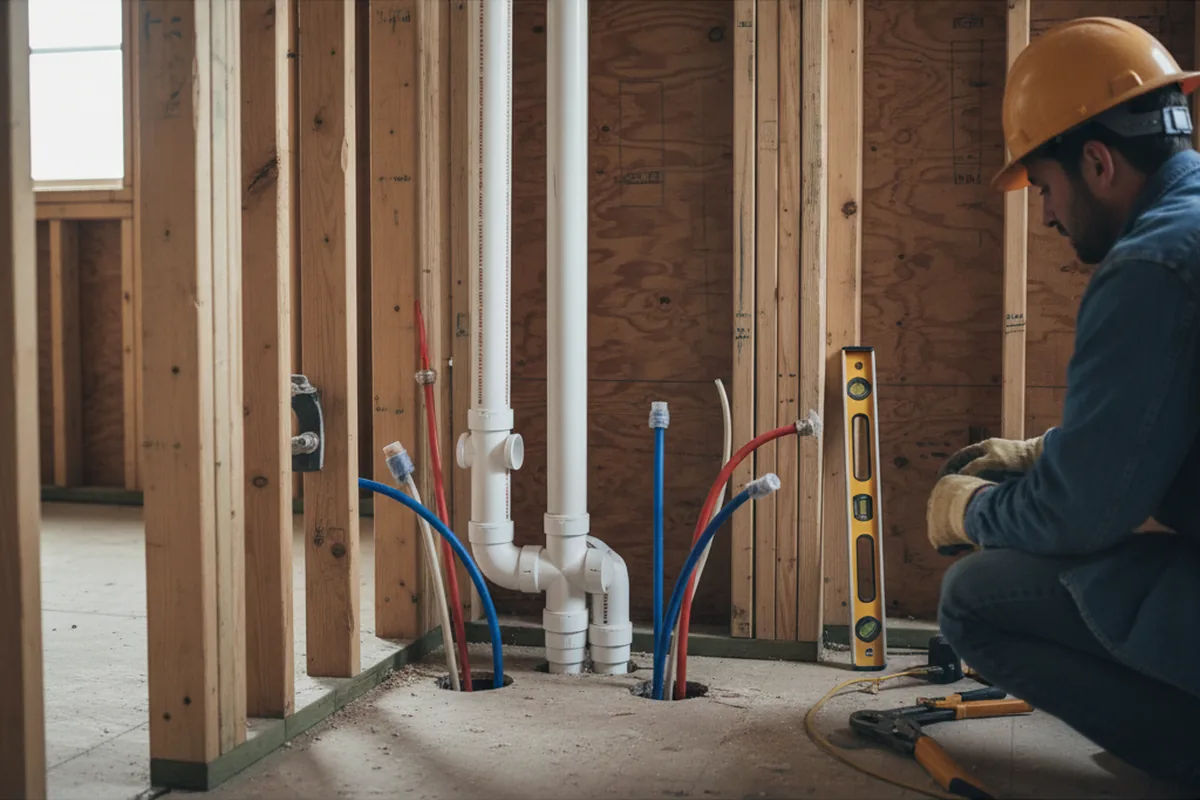 Drain and supply rough-in during Toilet Repair and Installation in Wabash