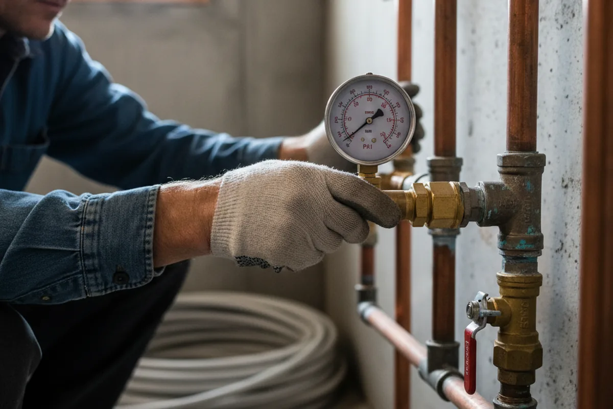 Pressure testing a repaired line during Water Line Repair in Wabash